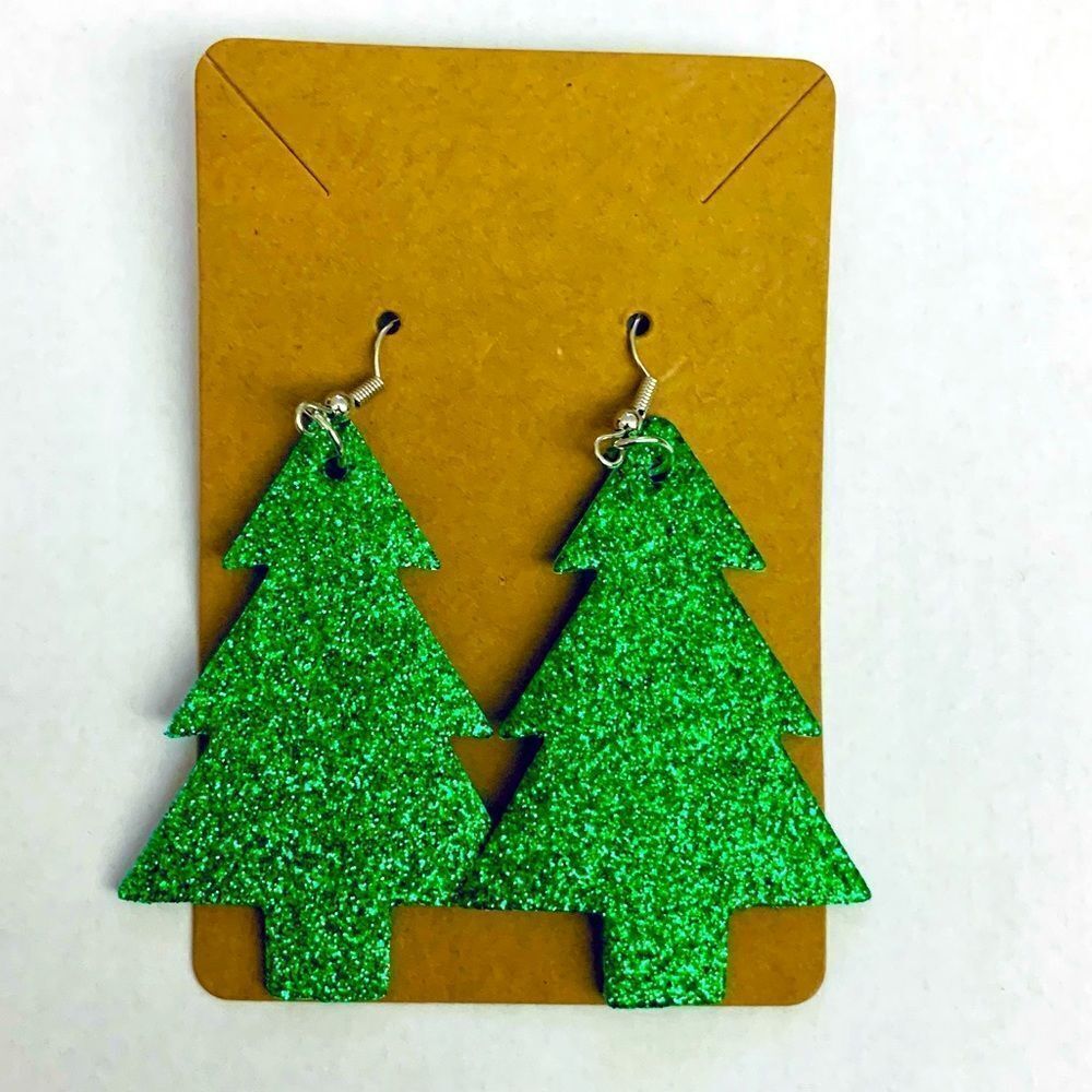 Women’s Faux Leather Teardrop Dangle Various Christmas Pattern Earrings